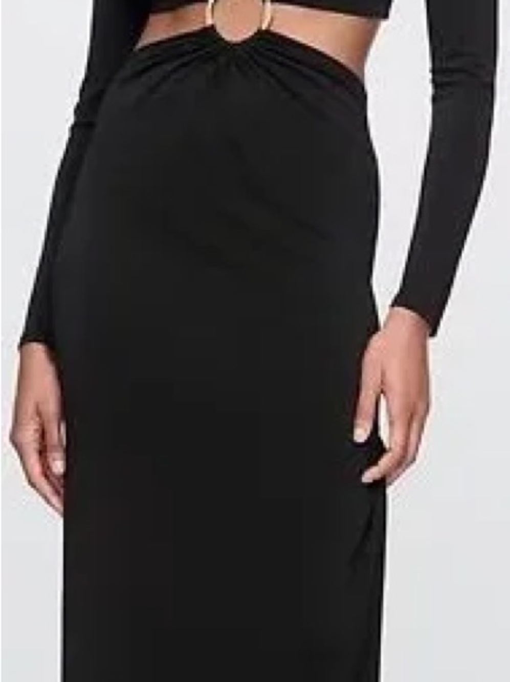 Gap x Cult Gaia Black Midi Dress with O-Ring Waist Detail size medium